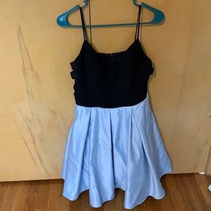 A blue and black prom dress